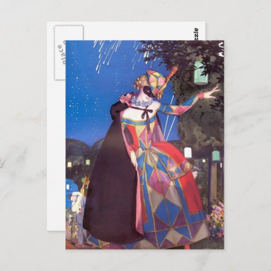 Konstantin Somov- Columbine's kleine tong Briefkaart (Voorkant / Achterkant)