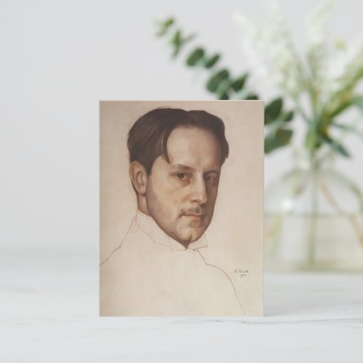 Konstantin Somov-portret van de heer Dobuzhinsky Briefkaart (Staand voorkant)