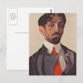 Konstantin Somov - Portret van Mikhail Kuzmin Briefkaart (Voorkant / Achterkant)