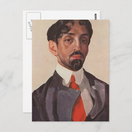 Konstantin Somov - Portret van Mikhail Kuzmin Briefkaart (Voorkant / Achterkant)