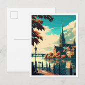 Konstanz Duitsland vintage reisillustratie Briefkaart (Voorkant / Achterkant)