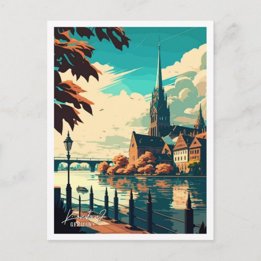 Konstanz Duitsland vintage reisillustratie Briefkaart (Voorkant)