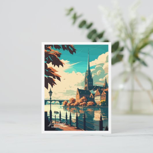 Konstanz Duitsland vintage reisillustratie Briefkaart (Staand voorkant)