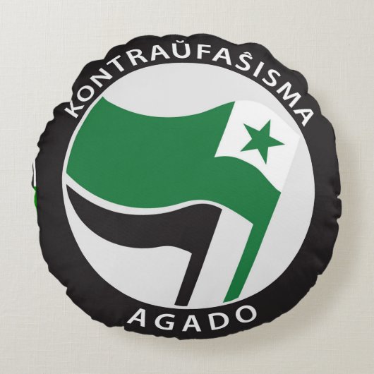 Kontraü faŝ isma-agado Esperanto Rond Kussen (Voorkant)