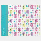 Koodepasta's met brillenglazen, Blauwgroen Fleece Deken (Voorkant (Horizontaal))