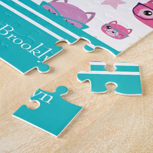 Koodepasta's met brillenglazen, Blauwgroen Legpuzzel (Zijkant)