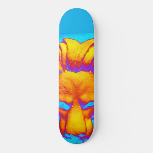 Kooi Kool Animal Face Lion Design Bright Blue Persoonlijk Skateboard (Voorkant)