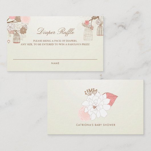 kooien en roze bloemen luierspoeling informatiekaartje (Voorkant / Achterkant)