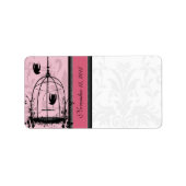  kooiroze vogel en zwarte Stippen Etiket (Voorkant)