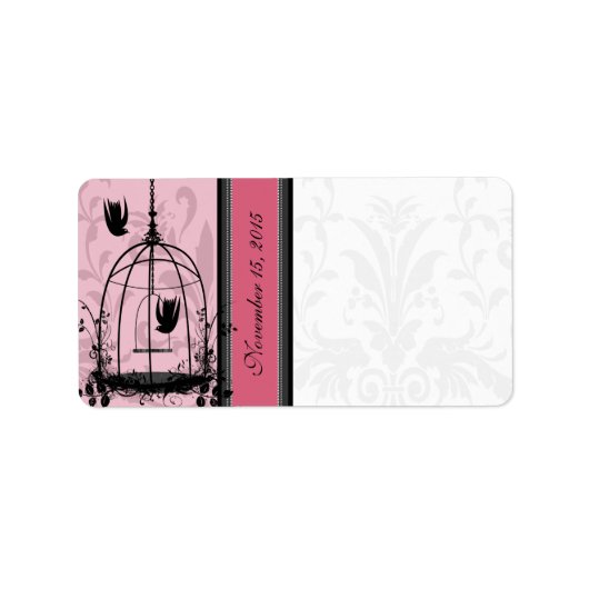  kooiroze vogel en zwarte Stippen Etiket (Voorkant)