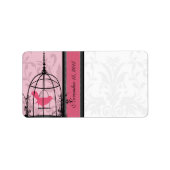 kooiroze vogel en zwarte Stippen Etiket (Voorkant)