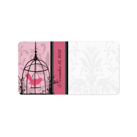  kooiroze vogel en zwarte Stippen Etiket (Voorkant)