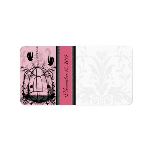  kooiroze vogel en zwarte Stippen Etiket (Voorkant)