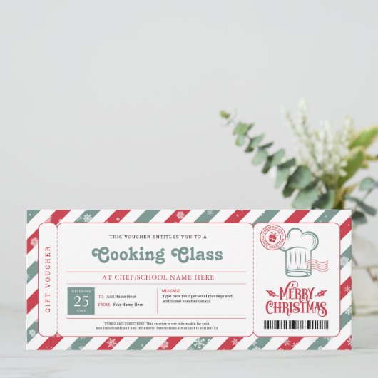 Kook- Bakklas Kerstcadeaubon Kaart (Staand voorkant)