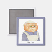 KOOK CAT Vierkante Magneet + Tekst (Voorkant / Achterkant)
