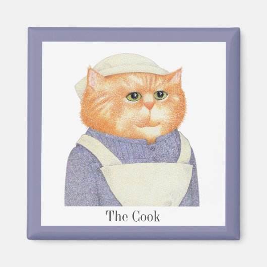 KOOK CAT Vierkante Magneet + Tekst (Voorkant)