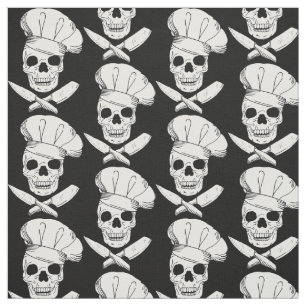 Kook en Chef schedels in Chef Petten Patroon Stof