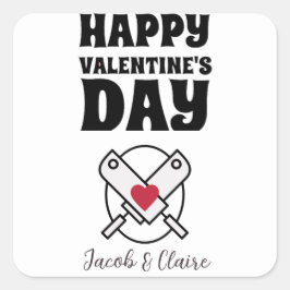 Kook, Fijne valentijnsdag personaliseren naam Vierkante Sticker