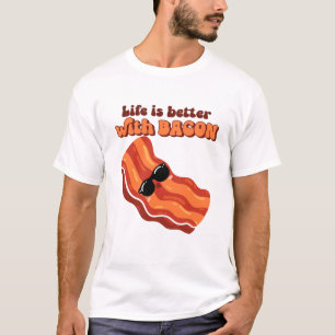 Kook tijd: Het leven is beter met spek T-shirt