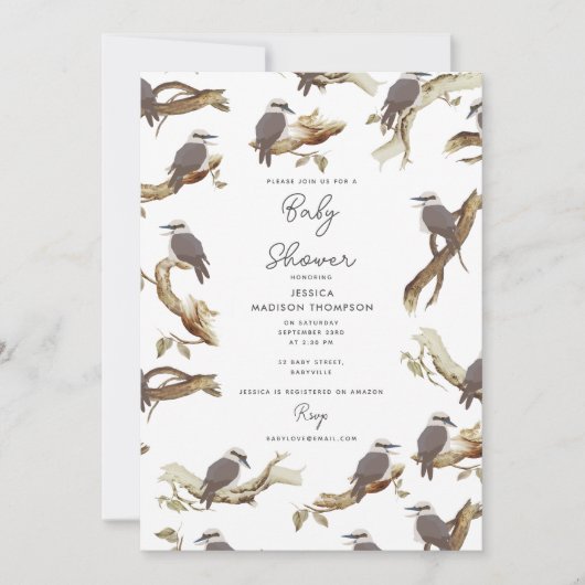 Kookaburra Australian Eucalyptus Baby shower Kaart (Voorkant)