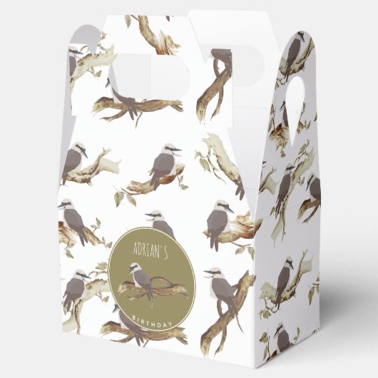 Kookaburra Australische vogel Eucalyptus Verjaarda Bedankdoosjes (Geopend)