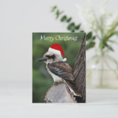 Kookaburra Bird Animal Red Santa Hat Kerstmis Briefkaart (Staand voorkant)