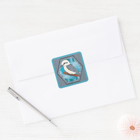 Kookaburra Bird Vierkante Sticker (Envelop)