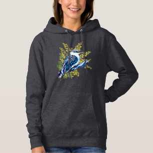Kookaburra, blauw en grijs, aussie vogel hoodie