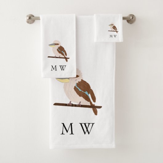 Kookaburra Design Monogrammed Bad Handdoek (Insitu)