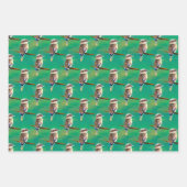 Kookaburra Fluffy Australia Bird Pattern on Green Inpakpapier Vel (Voorkant)