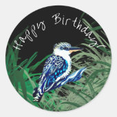 Kookaburra-gelukkige verjaardag ronde sticker (Voorkant)