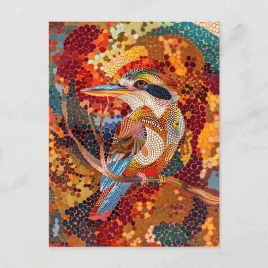 Kookaburra in Aboriginal Dot Art Style Briefkaart (Voorkant)