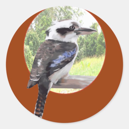 Kookaburra in cirkel ronde sticker (Voorkant)