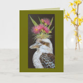 kookaburra met eucalyptuskaart kaart (Gele Bloem)
