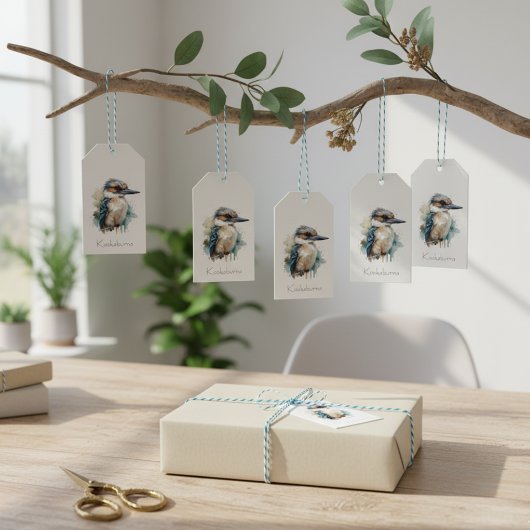 Kookaburra op een Branch, op maat Cadeaulabel