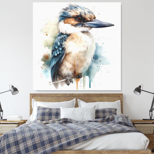 Kookaburra op een tak canvas afdruk (Insitu (Slaapkamer))