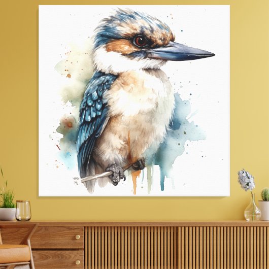 Kookaburra op een tak canvas afdruk (Insitu (Woonkamer))