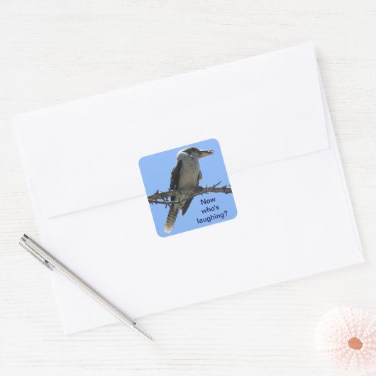 Kookaburra.png Vierkante Sticker (Envelop)