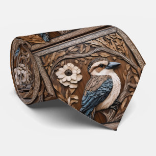 Kookaburra Serenade: Een Houten Print Huldiging, Stropdas