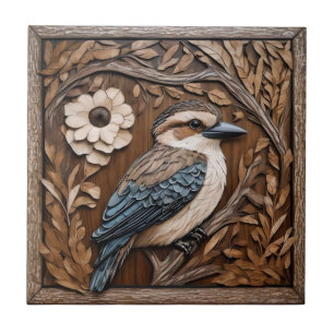 Kookaburra Serenade: Een Houtprint Tribute, Tegeltje
