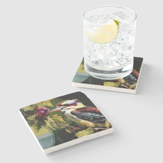 Kookaburra  stenen onderzetter (Zijkant)