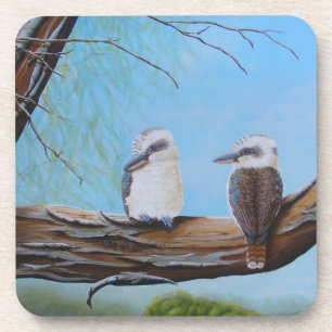 Kookaburras Gumtree Realistisch schilderij Bier Onderzetter