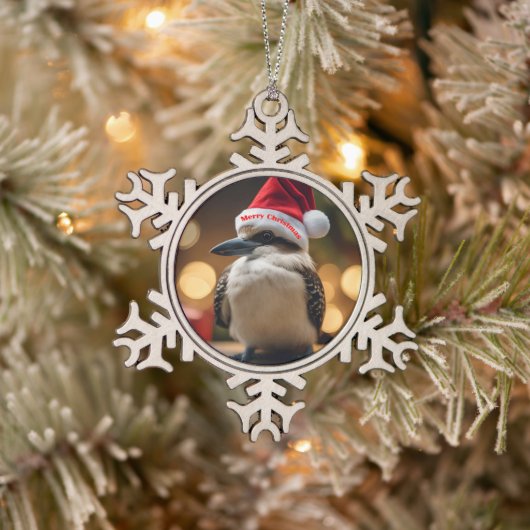 "Kookaburras' kerstlied" Tin Sneeuwvlok Ornament (Boom)