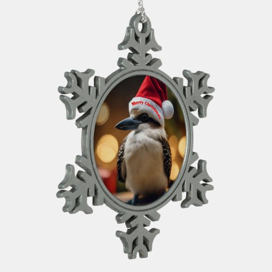 "Kookaburras' kerstlied" Tin Sneeuwvlok Ornament (Links)