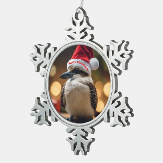 "Kookaburras' kerstlied" Tin Sneeuwvlok Ornament (Rechts)