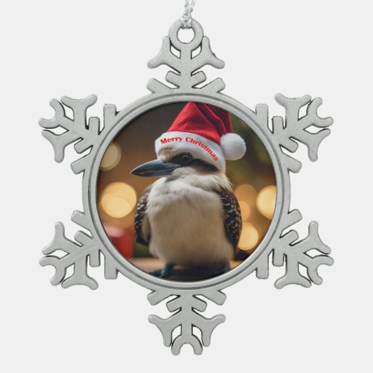 "Kookaburras' kerstlied" Tin Sneeuwvlok Ornament (Voorkant)