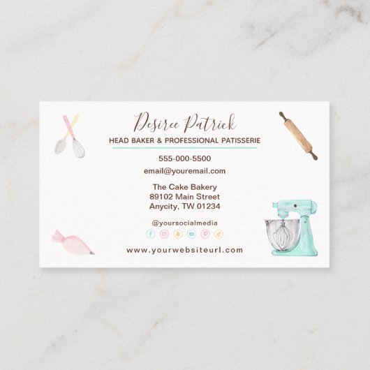 Kookbakkerij Glitter Driving Baker Visitekaartje (Achterkant)