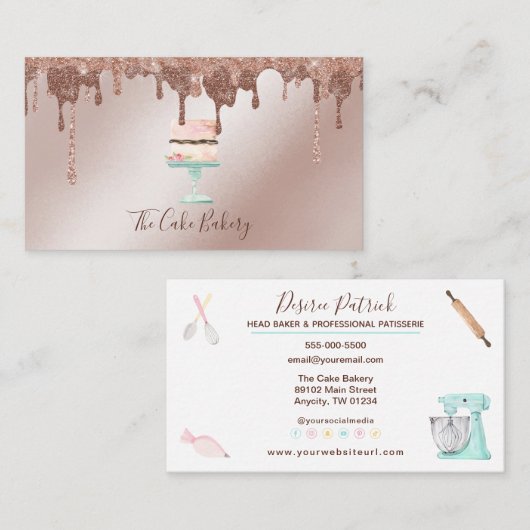Kookbakkerij Glitter Driving Baker Visitekaartje (Voorkant / Achterkant)