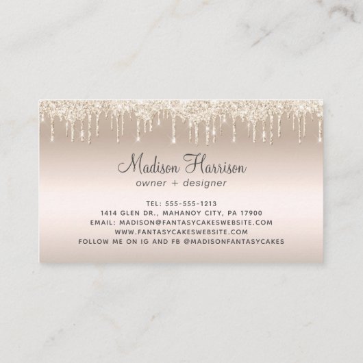 Kookbakkerij Gold Glitter-schijven Visitekaartje (Achterkant)