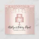 Kookbakkerij - Roos Glitter Drift Deeg Chef Vierkante Visitekaartje (Voorkant)